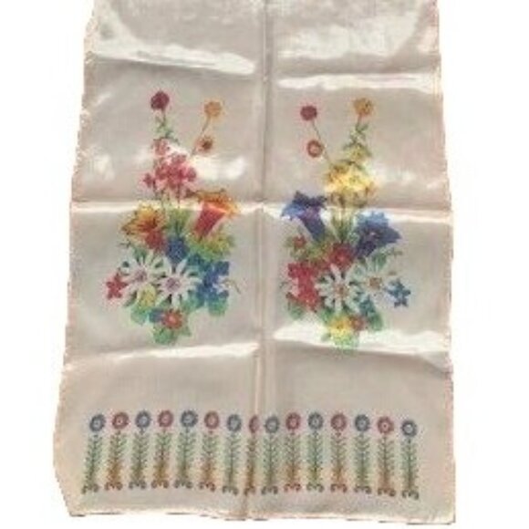Vintage Women All Acetate Twill Flower Scarf Hand Painted Made in Japan - Picture 1 of 11